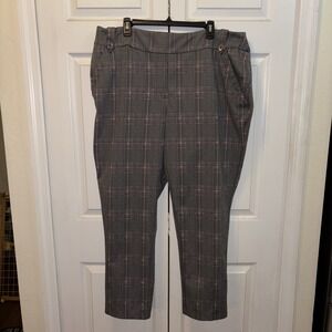 CATO Plaid Pullon Stretch Career Hi-Rise Pants Sz 22/24 Plus Gray, Black & Pink